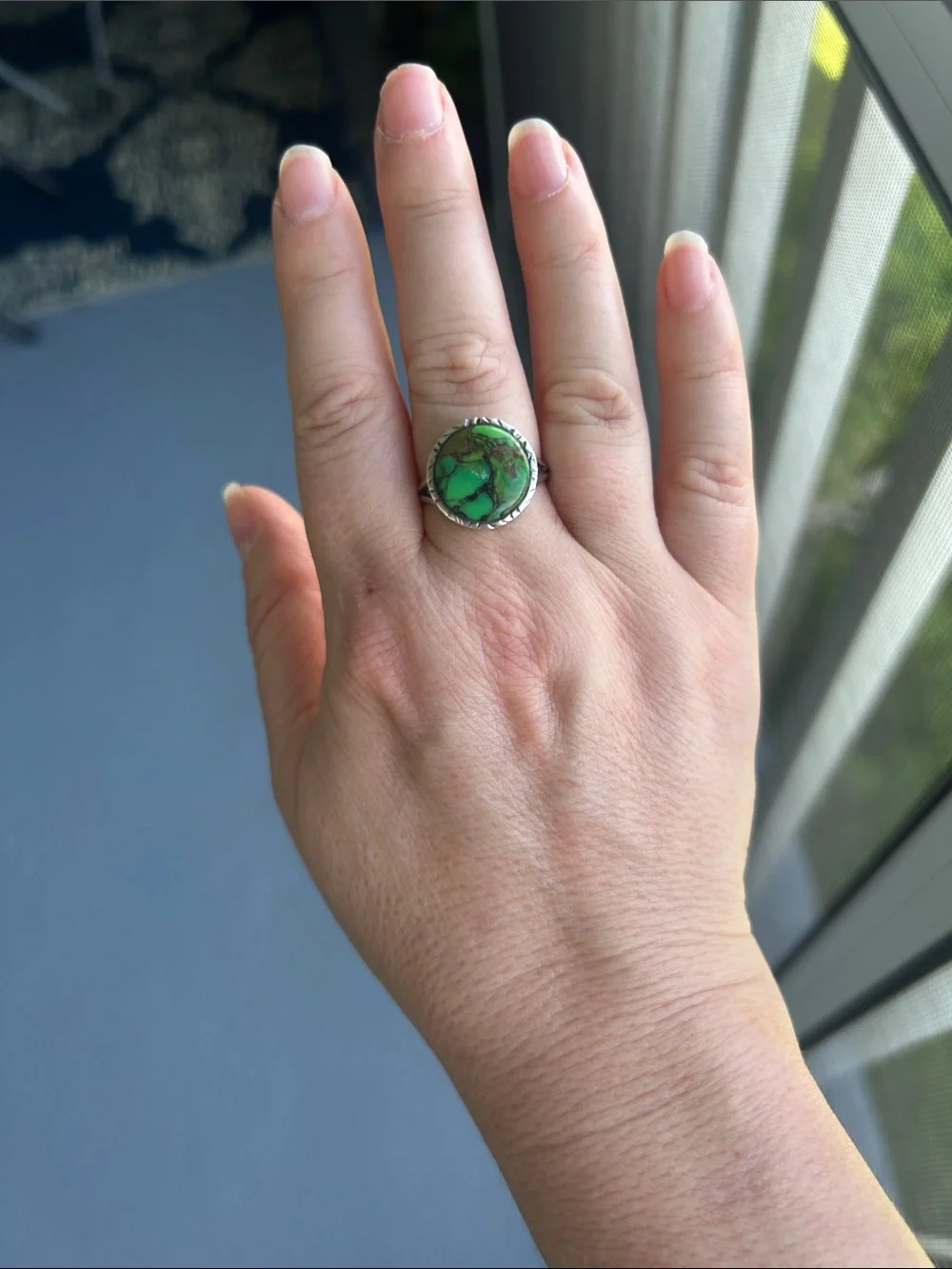 Vintage Mojave Turquoise Stamped Sterling Silver 925 Ring
